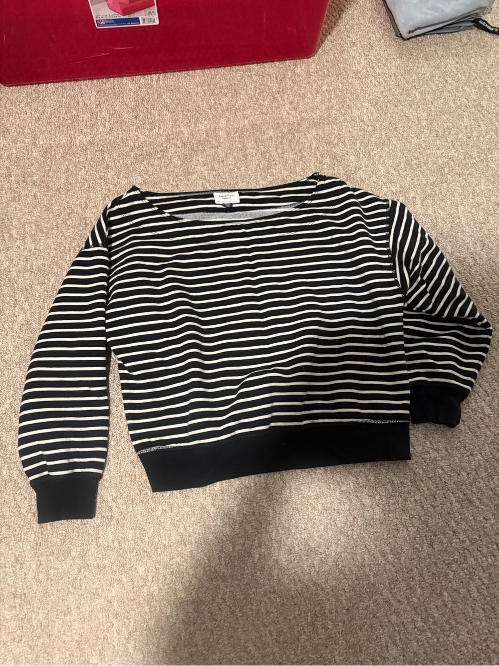American Eagle Outfitters Black & White Striped Scoop Neck Sweater